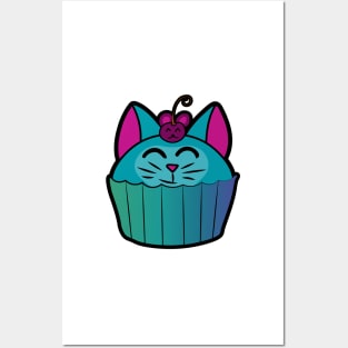 Catcake With Mouse-Cherry - Turquoise Posters and Art